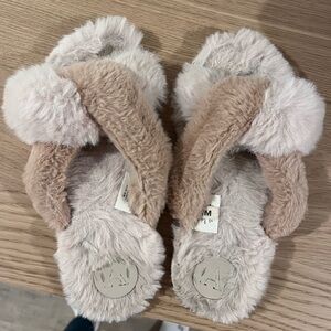 Anthropologie Fuzzy Slipper Slides S/M